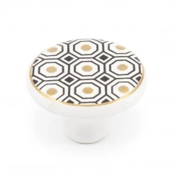 Dritz Outlet Ceramic Metallic Foil Geometric Knob, Multicolor