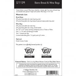 Indygo Junction Home & Storage Bistro Bread & Wine Bag Pattern, PDF Download