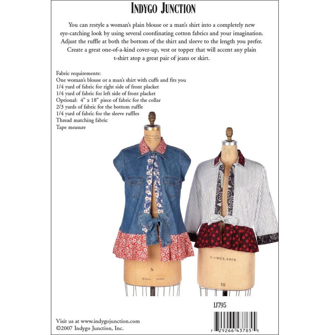 Indygo Junction Restyled Shirts Pattern, PDF Download Apparel 4 Indygo Junction Restyled Shirts Pattern, PDF Download Apparel