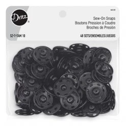 Dritz Sew-On Snaps, 48 Sets, Size 10, Black Bulk Notions