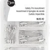 Dritz Pins, Needles & Tacks Assorted Curved Safety Pins & Storage Box, 90 Pc