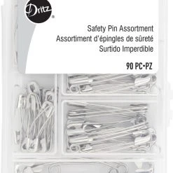 Dritz Pins, Needles & Tacks Assorted Curved Safety Pins & Storage Box, 90 Pc
