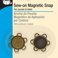 Dritz Magnetic Flower Sew-On Snap, 1 Set, Antique Brass