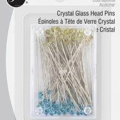 Dritz Crystal Glass Head Pins, Blue & Yellow, 100 Pc Pins, Needles & Tacks