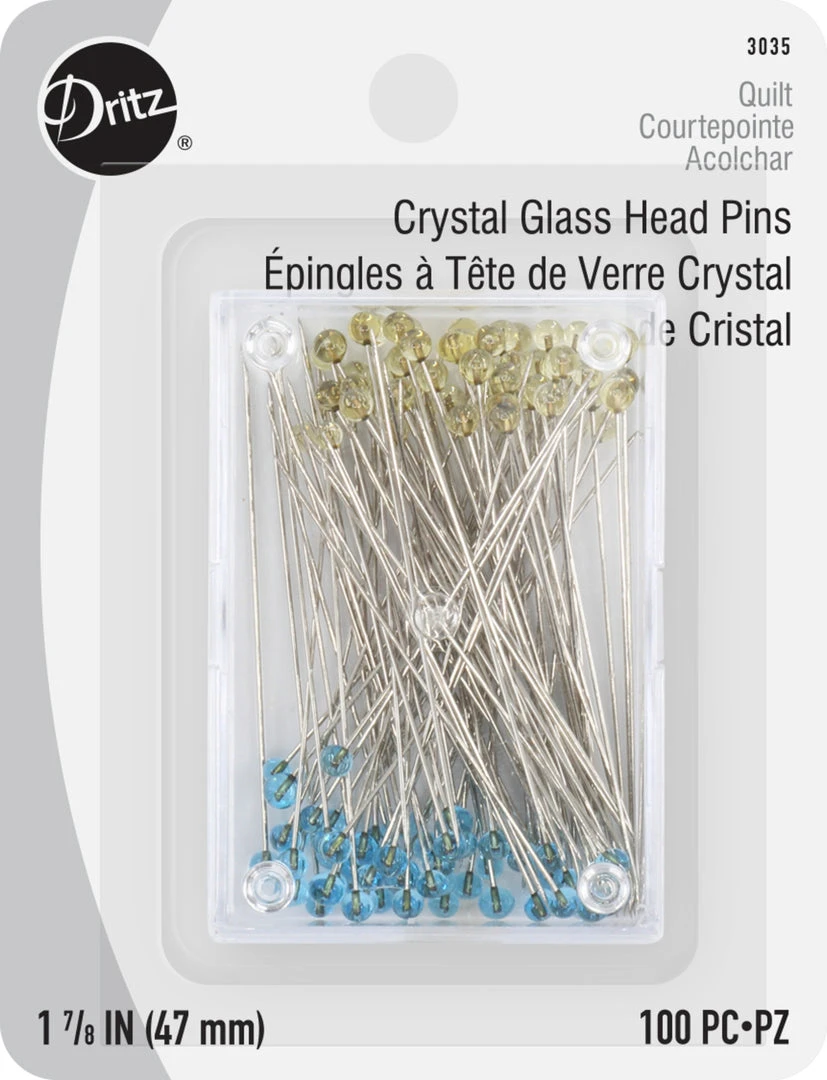 Dritz Crystal Glass Head Pins, Blue & Yellow, 100 Pc Pins, Needles & Tacks 3 Dritz Crystal Glass Head Pins, Blue & Yellow, 100 Pc Pins, Needles & Tacks