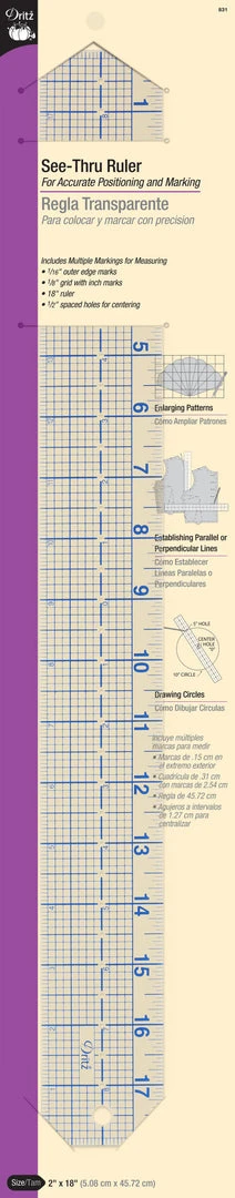 Dritz Quilt-N-Sew See-Thru Ruler Measuring 3 Dritz Quilt-N-Sew See-Thru Ruler Measuring