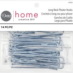 Dritz Long Neck Pleater Hooks, Silver, 14 Pc