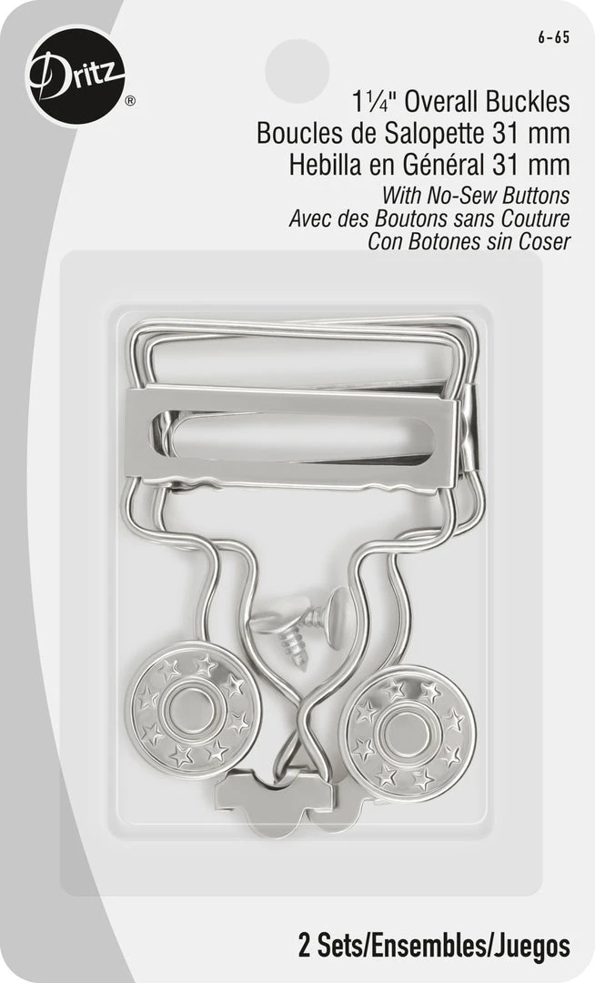 Dritz 1-1/4" Overall Buckles With No-Sew Buttons 3 Dritz 1-1/4" Overall Buckles With No-Sew Buttons