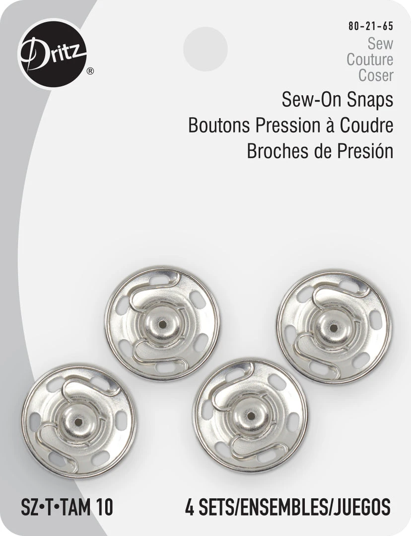 Dritz Sew-On Snaps, 4 Sets, Size 10 3 Dritz Sew-On Snaps, 4 Sets, Size 10