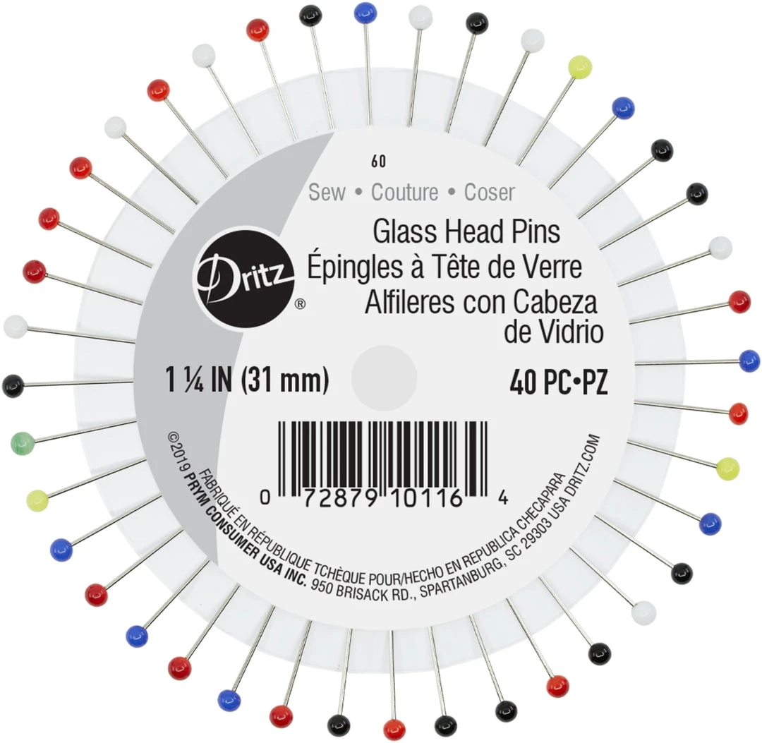Dritz 1-1/4" Glass Head Pins, Assorted Pins & Accessories 3 Dritz 1-1/4" Glass Head Pins, Assorted Pins & Accessories