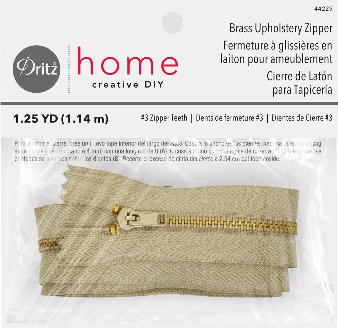 Dritz Zippers Brass Upholstery Zipper, Beige 9 Dritz Zippers Brass Upholstery Zipper, Beige