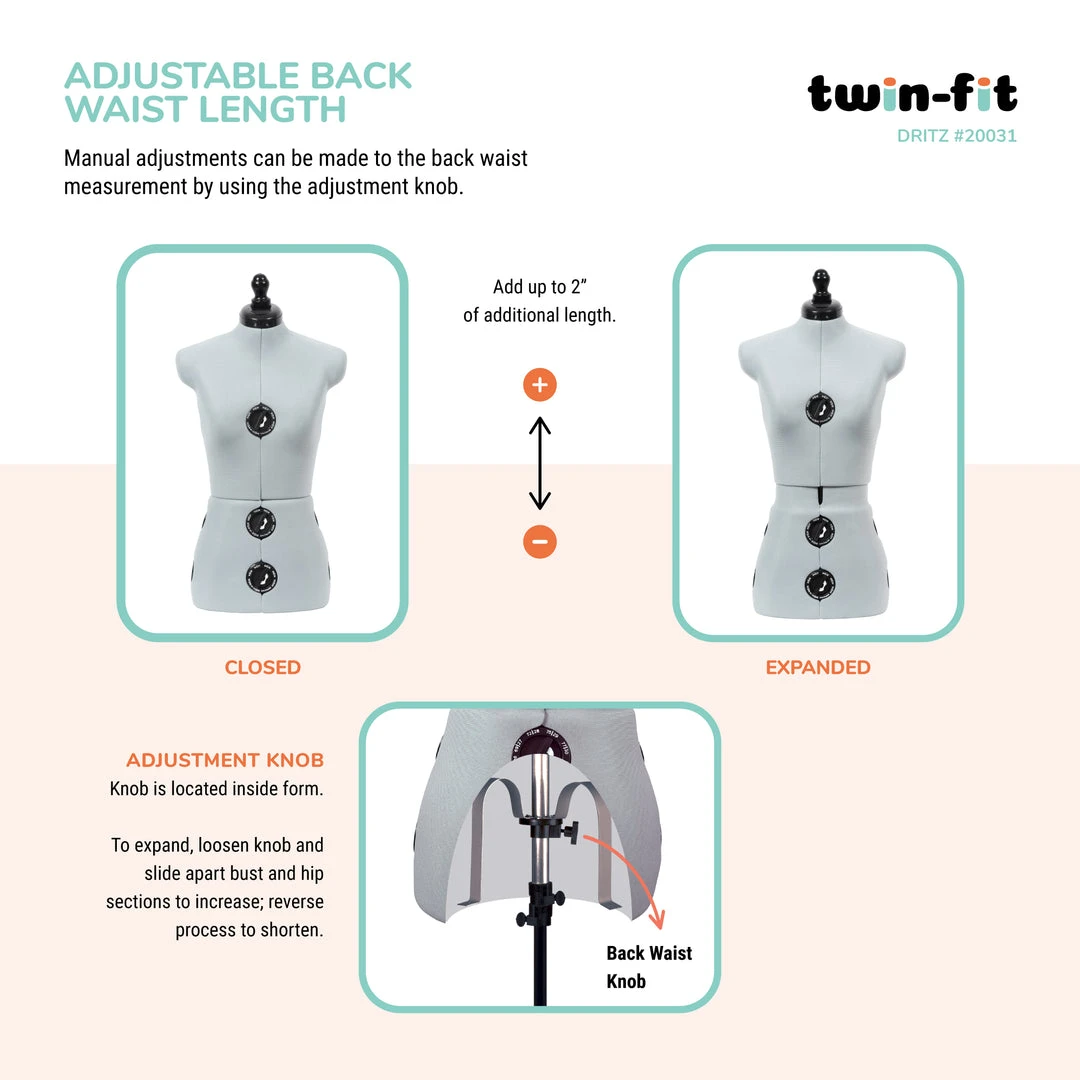 Dritz Twin-Fit Adjustable Dress Form Dress Forms 36 Dritz Twin-Fit Adjustable Dress Form Dress Forms