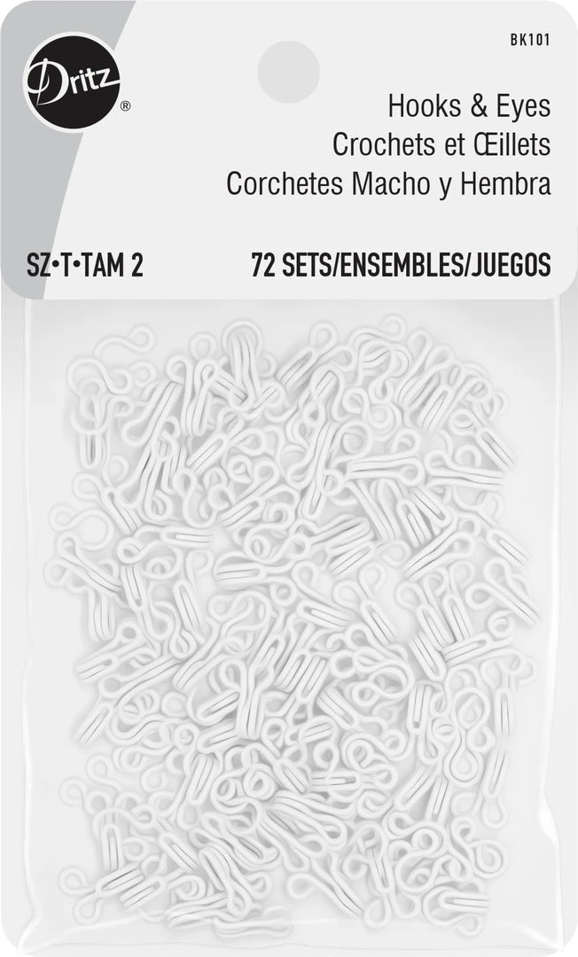 Dritz Hooks & Eyes, 72 Sets, White Bulk Notions 3 Dritz Hooks & Eyes, 72 Sets, White Bulk Notions