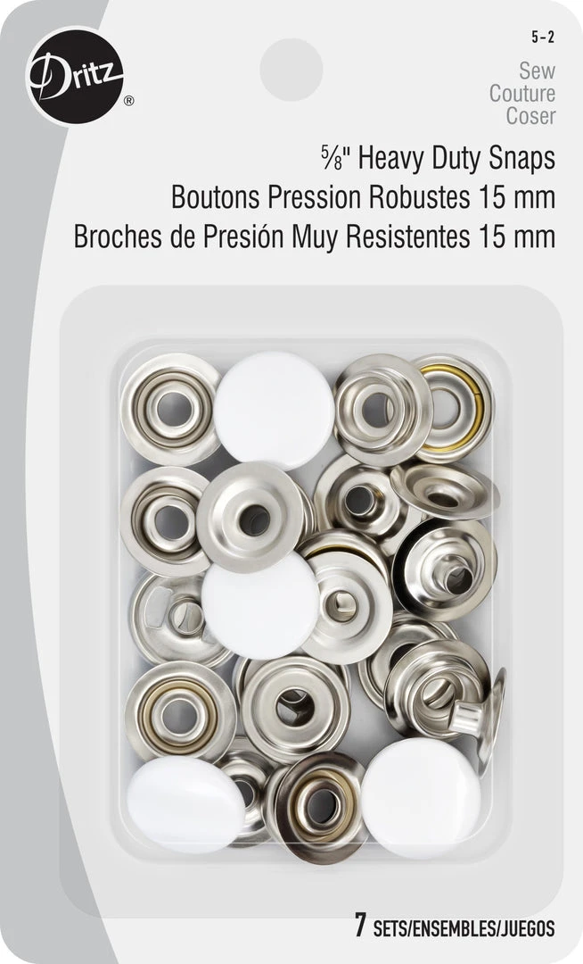 Dritz 5/8" Heavy Duty Snaps, 7 Sets 45 Dritz 5/8" Heavy Duty Snaps, 7 Sets
