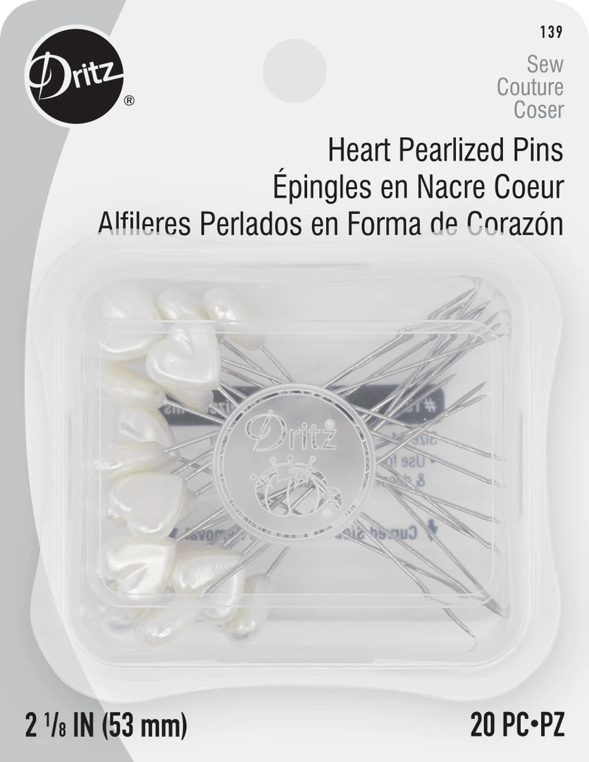 Dritz 2-1/8" Heart Pearlized Pins, White, 20 Pc 3 Dritz 2-1/8" Heart Pearlized Pins, White, 20 Pc