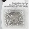 Dritz 1-3/8" Extra-Fine Glass Head Pins, White, 250 Pc