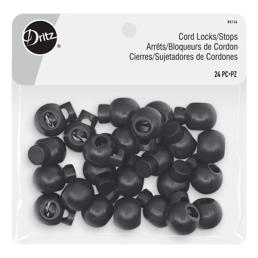 Dritz Cord Locks/Stops, Black, 24 Pc Bulk Notions 3 Dritz Cord Locks/Stops, Black, 24 Pc Bulk Notions