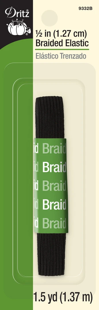 Dritz 1/2" Braided Elastic, Black 4 Dritz 1/2" Braided Elastic, Black