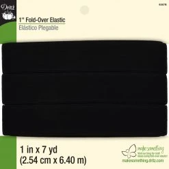 Dritz 1" Fold-Over Elastic, Black, 7 Yd Elastics