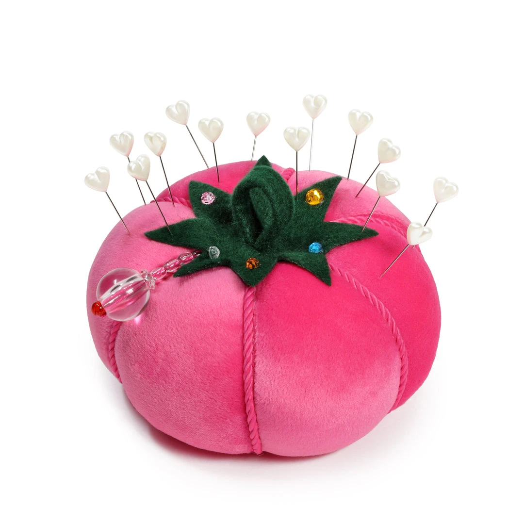 Dritz 5" Tomato Pin Cushion, Pink Velvet 4 Dritz 5" Tomato Pin Cushion, Pink Velvet