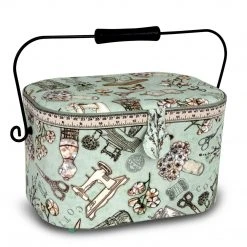 Dritz Oval Sewing Basket With Metal Handle, Large Sewing Baskets & Storage