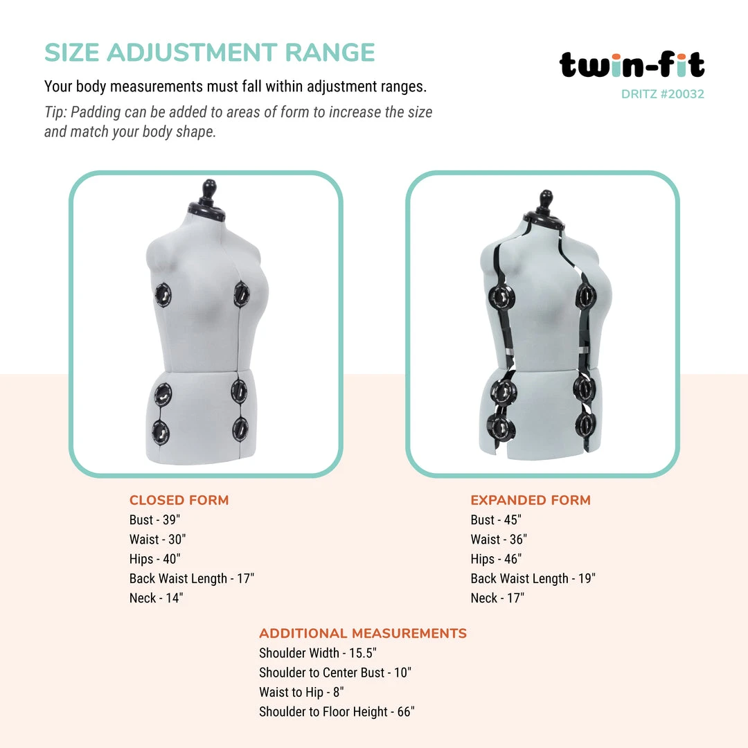 Dritz Twin-Fit Adjustable Dress Form Dress Forms 23 Dritz Twin-Fit Adjustable Dress Form Dress Forms