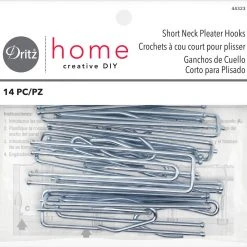 Handicraft Store Online 15 Dritz Drapery Tape, Hooks & Weights Short Neck Pleater Hooks, Silver, 14 Pc