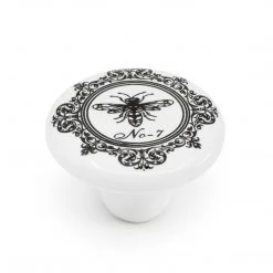Dritz Ceramic Bee Knob, Black & White Hooks & Knobs 8 Dritz Ceramic Bee Knob, Black & White Hooks & Knobs