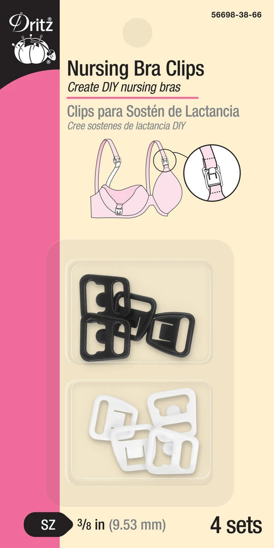 Dritz Nursing Bra Clips, Black & White, 4 Sets 3 Dritz Nursing Bra Clips, Black & White, 4 Sets