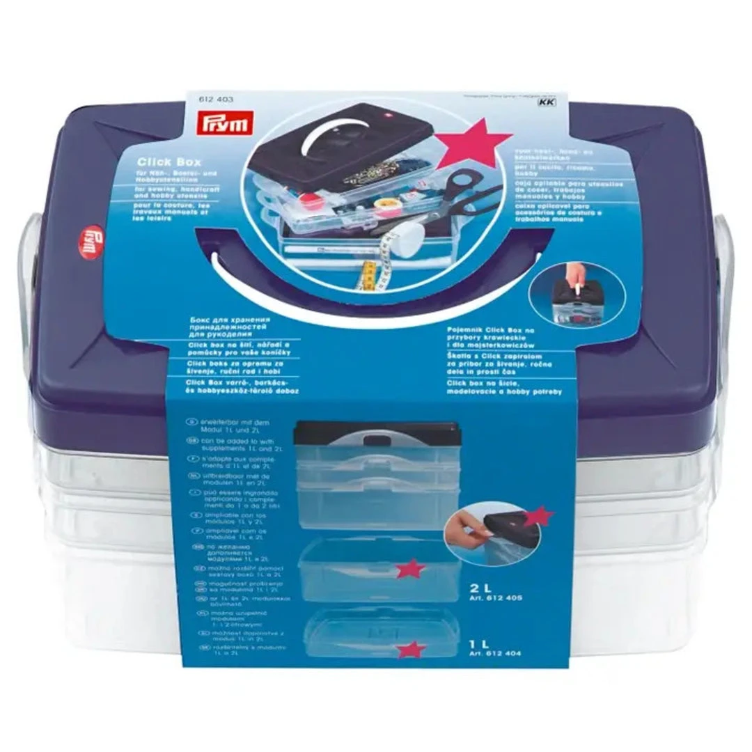 Prym Sewing Baskets & Storage Click Box, Clear 3 Prym Sewing Baskets & Storage Click Box, Clear