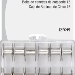 Dritz Class 15 Box Of Bobbins, Clear, 12 Pc Sewing Baskets & Storage
