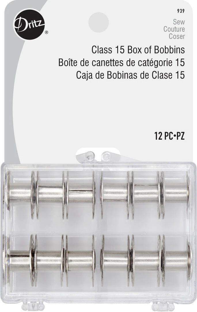 Dritz Class 15 Box Of Bobbins, Clear, 12 Pc Sewing Baskets & Storage 3 Dritz Class 15 Box Of Bobbins, Clear, 12 Pc Sewing Baskets & Storage