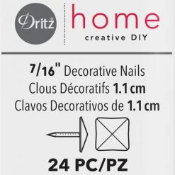 Dritz 7/16" Square Decorative Nails, Nickel, 24 Pc Decorative Nails & Tacks