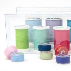 Dritz Machine Accessories Thread Box For Spools And Bobbins, Clear