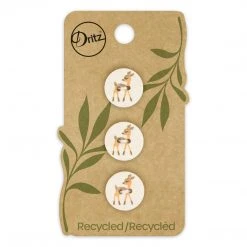 Dritz Recycled Cotton Deer Button, 15mm, 3 Pc Buttons & Cover Buttons