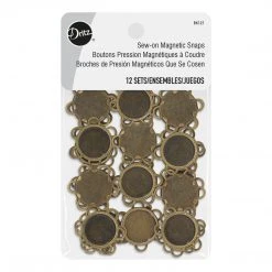 Dritz 3/4" Magnetic Sew-On Snaps, 12 Sets, Antique Brass Bulk Notions