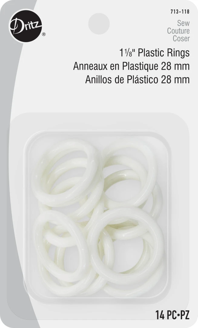 Dritz Rings & Swivel Hooks 1-1/8" Plastic Rings, White, 14 Pc 3 Dritz Rings & Swivel Hooks 1-1/8" Plastic Rings, White, 14 Pc