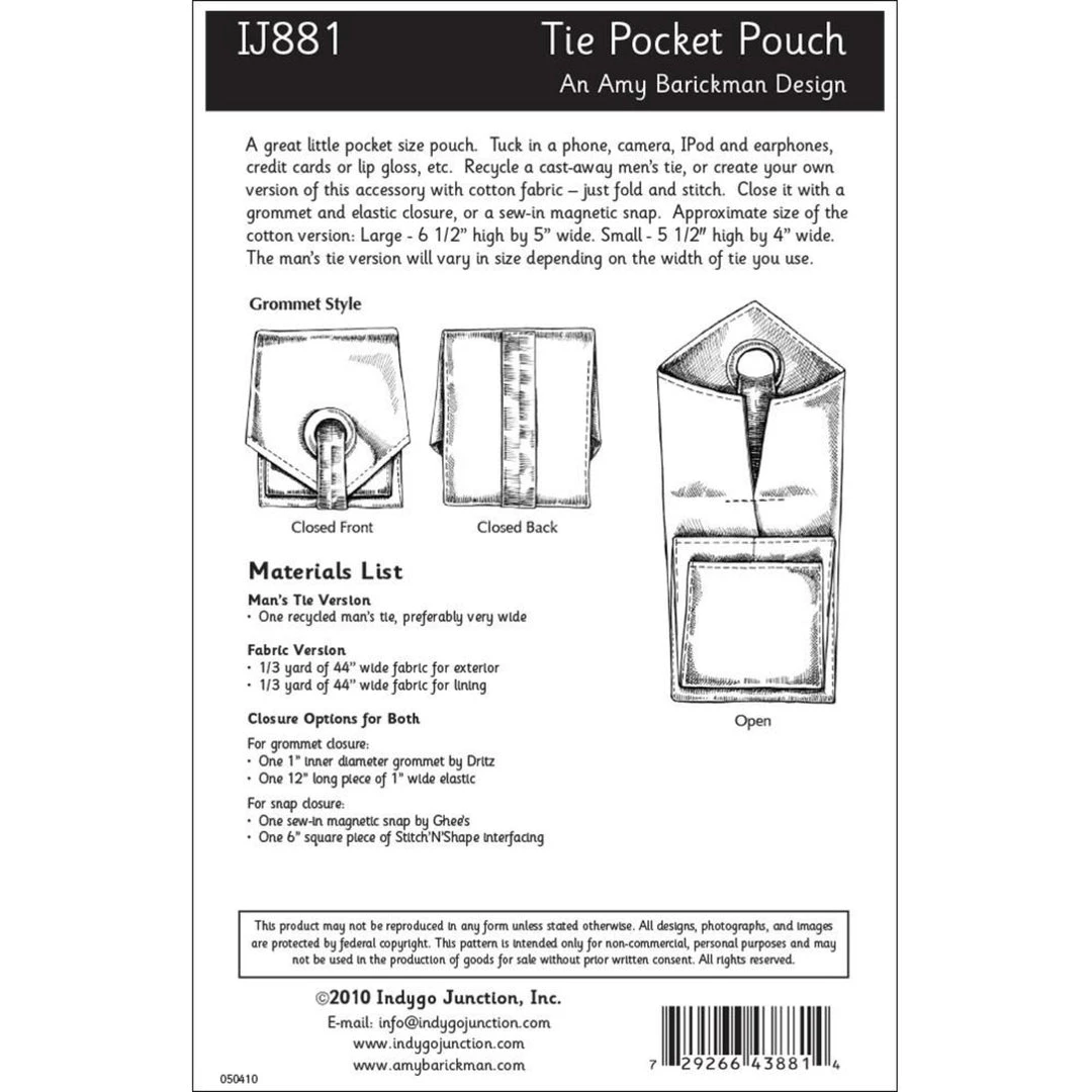 Indygo Junction Recycled Tie Pocket Pouch Pattern, PDF Download 5 Indygo Junction Recycled Tie Pocket Pouch Pattern, PDF Download