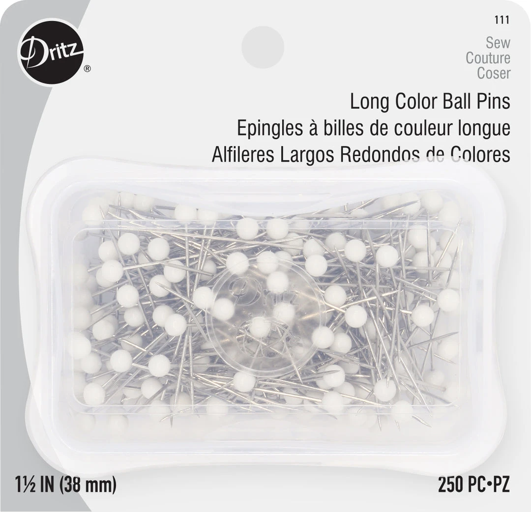 Dritz Pins & Accessories 1-1/2" Long Color Ball Pins, White, 250 Pc 3 Dritz Pins & Accessories 1-1/2" Long Color Ball Pins, White, 250 Pc