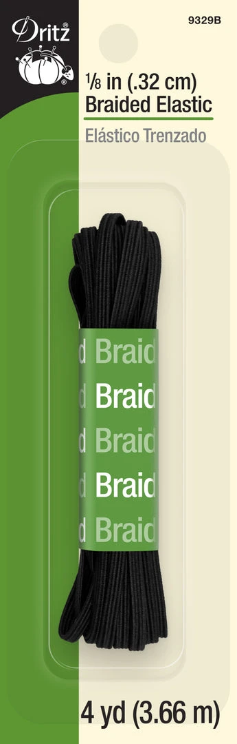 Dritz 1/8" Black Braided Elastic, 4 Yd Elastics 3 Dritz 1/8" Black Braided Elastic, 4 Yd Elastics
