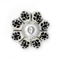 Dritz Hand Painted Ceramic Scallop Knob, Black & White Hooks & Knobs
