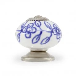 Dritz Ceramic Delft Ball Knob, Blue & White Hooks & Knobs