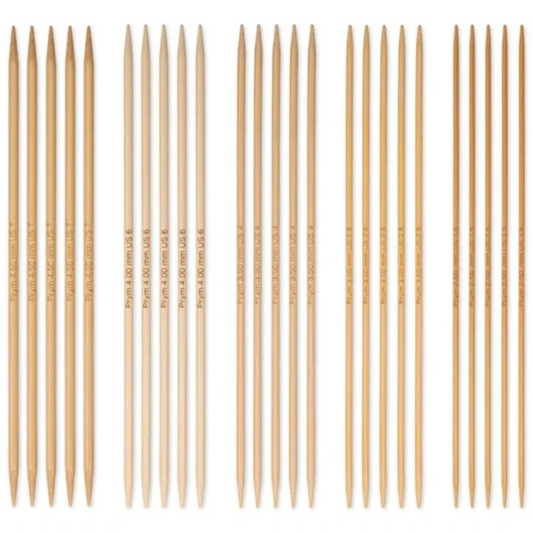 Prym Double-Pointed Knitting Needles Set, Bamboo, 2.5-4.5mm 4 Prym Double-Pointed Knitting Needles Set, Bamboo, 2.5-4.5mm