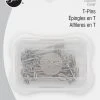 Dritz Pins & Accessories 1-1/4" T-Pins, Nickel, 50 Pc