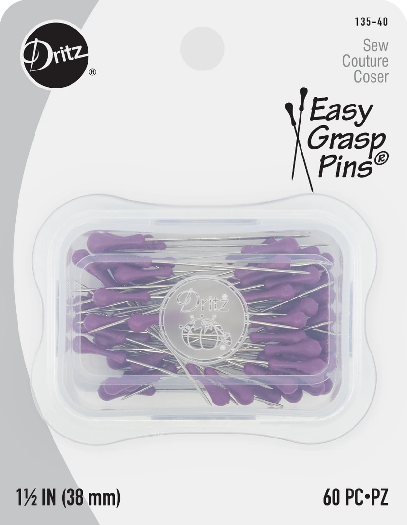 Dritz Pins & Accessories 1-1/2" Easy Grasp Pins, Purple, 60 Pieces 3 Dritz Pins & Accessories 1-1/2" Easy Grasp Pins, Purple, 60 Pieces