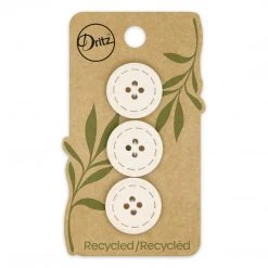 Dritz Recycled Cotton Round Stitch Button, 20mm, 3 Pc Buttons & Cover Buttons
