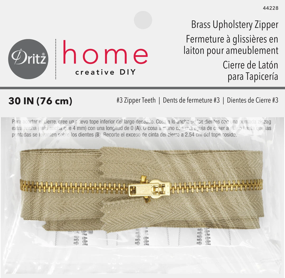 Dritz Zippers Brass Upholstery Zipper, Beige 13 Dritz Zippers Brass Upholstery Zipper, Beige
