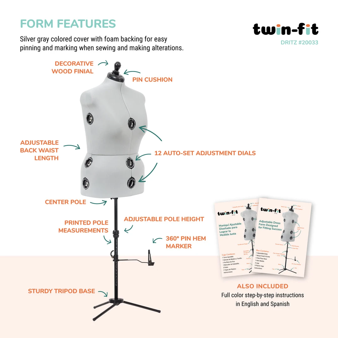 Dritz Twin-Fit Adjustable Dress Form Dress Forms 15 Dritz Twin-Fit Adjustable Dress Form Dress Forms