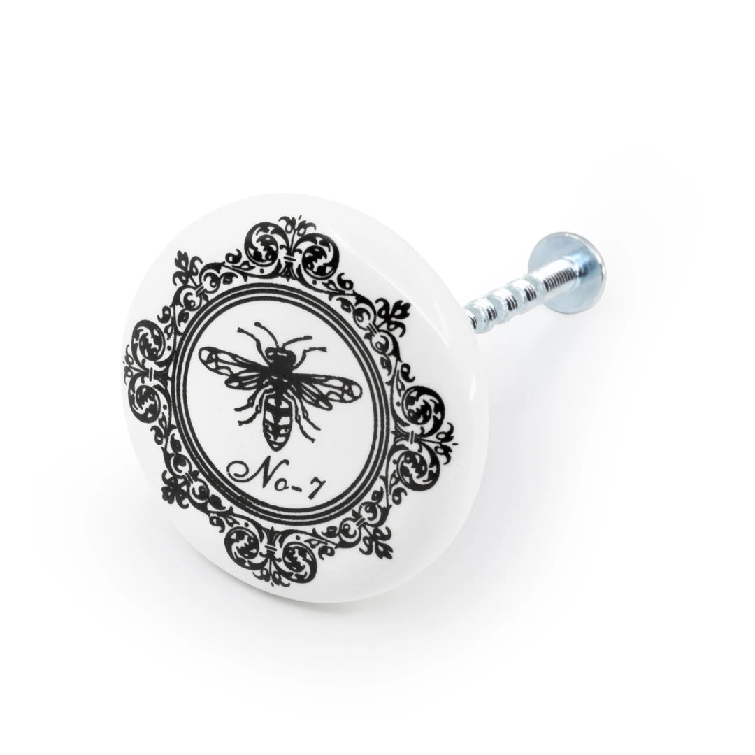Dritz Ceramic Bee Knob, Black & White Hooks & Knobs 6 Dritz Ceramic Bee Knob, Black & White Hooks & Knobs