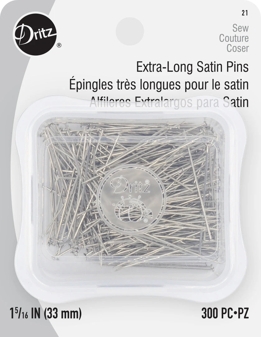 Dritz 1-5/16" Extra-Long Satin Pins, Nickel, 300 Pc 3 Dritz 1-5/16" Extra-Long Satin Pins, Nickel, 300 Pc